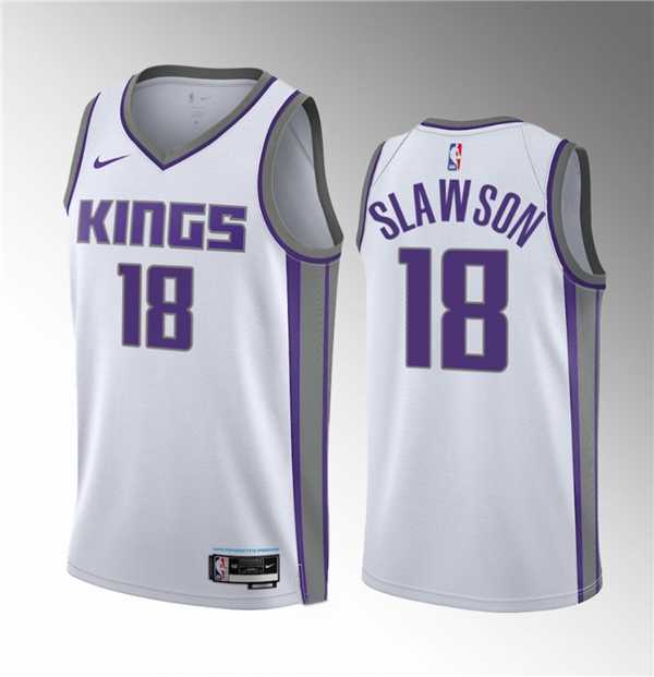 Mens Sacramento Kings #18 Jalen Slawson White 2023 Draft Association Edition Stitched Jersey Dzhi->sacramento kings->NBA Jersey